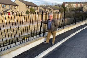 Coun. Mike Goulthorp at the New Beck Flood Relief Scheme in Earby