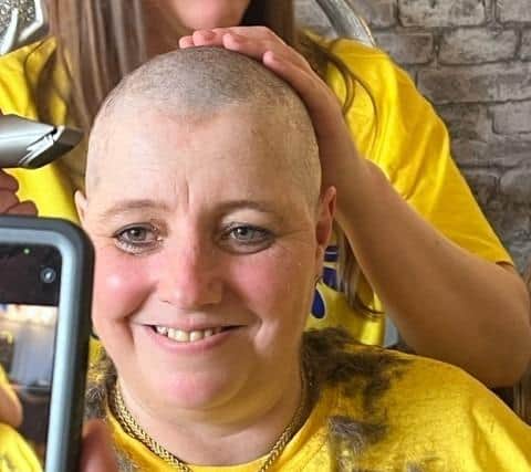 Burnley mum Cheryl Wood braves the shave in aid of Pendleside Hospice ahead of chemotherapy for cervical cancer.