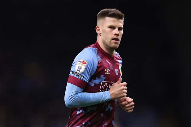 BURNLEY, ENGLAND - APRIL 10: Johann Berg Gudmundsson of Burnley looks on during the Sky Bet Championship between Burnley and Sheffield United at Turf Moor on April 10, 2023 in Burnley, England. (Photo by Alex Livesey/Getty Images)