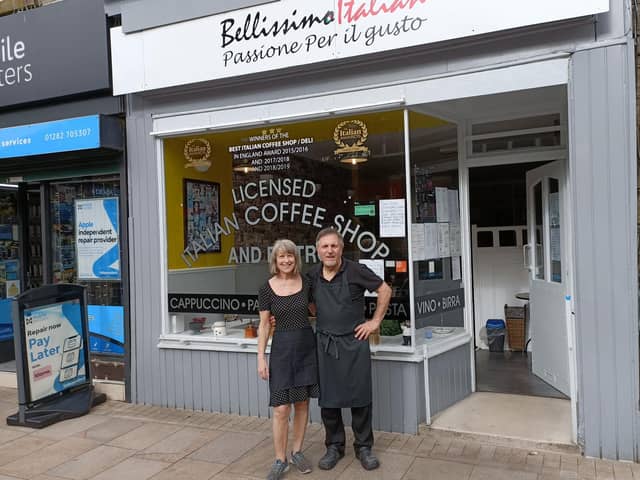 Lynn and John Scibetta at Bellissimo Italian coffee shop and bistro in Parker Lane, Burnley