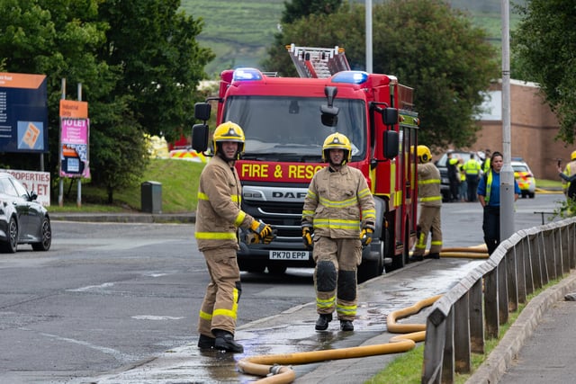 Fire crews tackle the blaze at an industrial estate in Burnley. Photo: Kelvin Lister-Stuttard