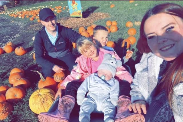 Maddie and Reece with their children, Nia, Leo and Oliver