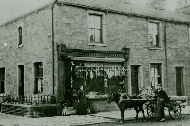 J. Green's Fish & Fruit Shop in Colne Road, Burnley, around 1895. Credit: Lancashire County Council.