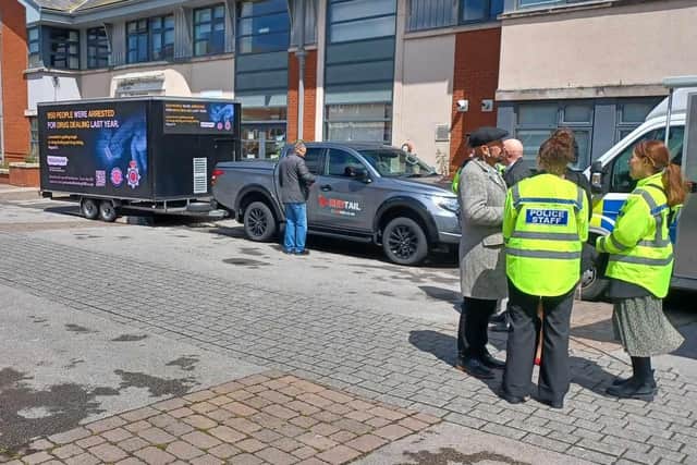 Police on Gorton Street in Blackpool gather for new ASB crackdown