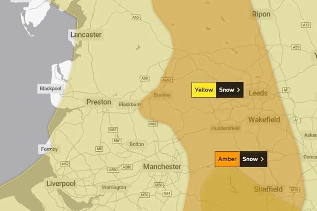 2-5cm predicted to fall quite widely, with Burnley and Bacup expected to see up to 10-20cm of snow