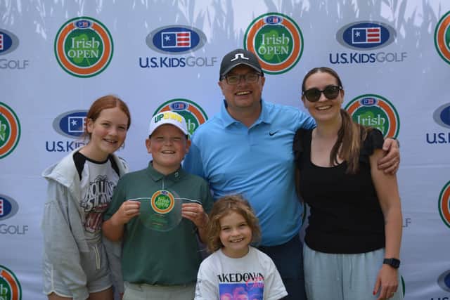 Triumphant Ritchie celebrates his sucess with his parents, Kev and Rachel and sisters Millie and Aria