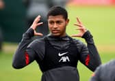 LIVERPOOL, ENGLAND - SEPTEMBER 26: Rhian Brewster of Liverpool during a training session at Melwood Training Ground on September 26, 2020 in Liverpool, England. (Photo by Andrew Powell/Liverpool FC via Getty Images)