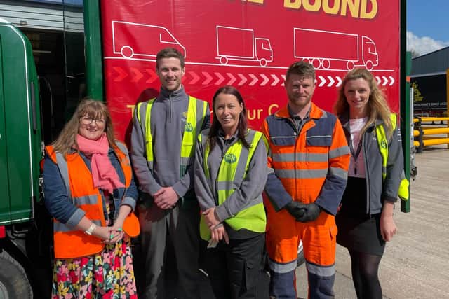 Pictured: Jo Norwood (PF), Alex (F&amp;W - Senior Planner), Amy (F&amp;W -
Professional Driver), Mark (F&amp;W - Vehicle Technician) and Laura Fagan (F&amp;W -
Systems Project Administrator)