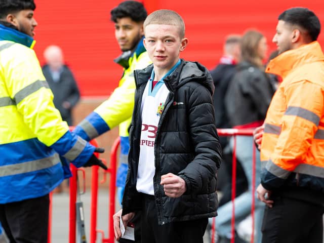 Burnley fans arrive at Old Trafford for the Premier League fixture against Manchester United. Photo: Kelvin Lister-Stuttard