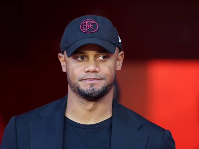 NOTTINGHAM, ENGLAND - AUGUST 30: Vincent Kompany, Manager of Burnley, looks on prior to kick-off ahead of the Carabao Cup Second Round match between Nottingham Forest and Burnley at City Ground on August 30, 2023 in Nottingham, England. (Photo by Nathan Stirk/Getty Images)
