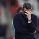 ROTHERHAM, ENGLAND - APRIL 5: Rotherham United head coach Leam Richardson reacts during the Sky Bet Championship match between Rotherham United and Plymouth Argyle at AESSEAL New York Stadium on April 5, 2024 in Rotherham, England.(Photo by Ed Sykes/Getty Images)