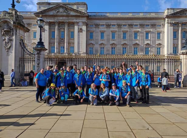 The picture shows the nine Scouts from Burnley and Pendle on a training weekend in London competing with 40 groups to complete a scavenger hunt all over the capital!