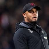HULL, ENGLAND - MARCH 15: Vincent Kompany, Manager of Burnley, reacts during the Sky Bet Championship between Hull City and Burnley at MKM Stadium on March 15, 2023 in Hull, England. (Photo by George Wood/Getty Images)