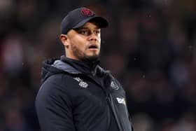 HULL, ENGLAND - MARCH 15: Vincent Kompany, Manager of Burnley, reacts during the Sky Bet Championship between Hull City and Burnley at MKM Stadium on March 15, 2023 in Hull, England. (Photo by George Wood/Getty Images)
