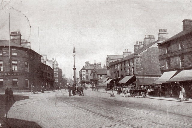 The gormmless gas lamp can be seen almost in the centre of this image late in the nineteenth century. The gawmless is so-called because it was always in the middle of the road.