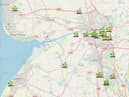 The interactive map showing locations of the weed in Lancashire