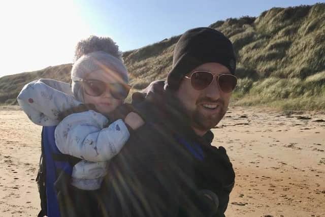 Doting dad Mark Harrison, who died of cancer last year, with his son Joshua. Family and friends will gather next month for the first Mark Harrison Memorial football match featuring a team of ex Clarets' players