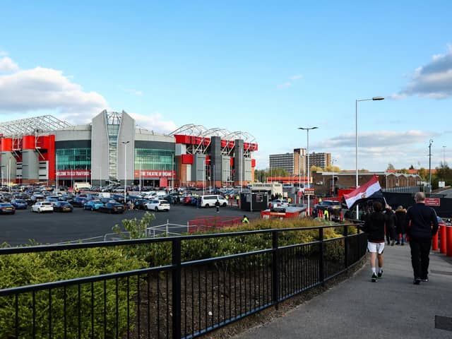 MANCHESTER, ENGLAND - APRIL 24: General view outside the stadium as fans arrive prior to the Premier League match between Manchester United and Sheffield United at Old Trafford on April 24, 2024 in Manchester, England. (Photo by Matt McNulty/Getty Images)