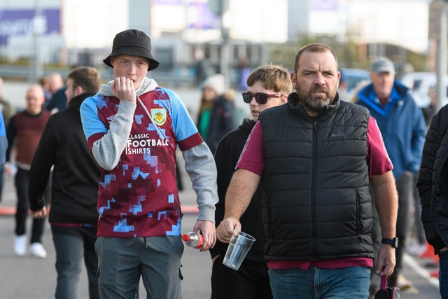 Burnley fans arrive at the CBS Arena ahead of their Championship fixture against Coventry City. Photo: Kelvin Stuttard