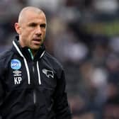 DERBY, ENGLAND- October 29: Kevin Phillips, Assistant Coach at Derby County looks on before the Sky Bet Championship match between Derby County and Sheffield Wednesday at iPro Stadium on October 29, 2016 in Derby, England. (Photo by Nathan Stirk/Getty Images)