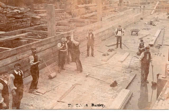 Work taking place on the Culvert in the 1920s. The old structure was taken down and replaced by the current one in 1926