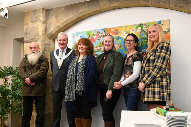 A vibrant piece of artwork created by local schoolchildren has gone on display at Clitheroe Castle Museum organised jointly by Castle Museum Manager Claire Sutton and Caroline Holden from Community Rail Lancashire