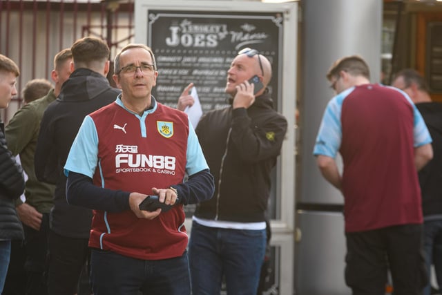 Burnley fans arrive at Villa Park ahead of the Aston Villa v Burnley game. Photo: Kelvin Stuttard