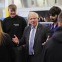 Boris Johnson during his visit to Burnley College today