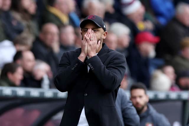 BURNLEY, ENGLAND - MARCH 03: Vincent Kompany, Manager of Burnley, reacts during the Premier League match between Burnley FC and AFC Bournemouth at Turf Moor on March 03, 2024 in Burnley, England. (Photo by Alex Livesey/Getty Images)