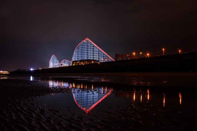 The Big One at Blackpool, reflected in the sands