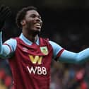 BURNLEY, ENGLAND - MARCH 16: Datro Fofana of Burnley celebrates scoring his team's second goal during during the Premier League match between Burnley FC and Brentford FC at Turf Moor on March 16, 2024 in Burnley, England. (Photo by Jan Kruger/Getty Images)