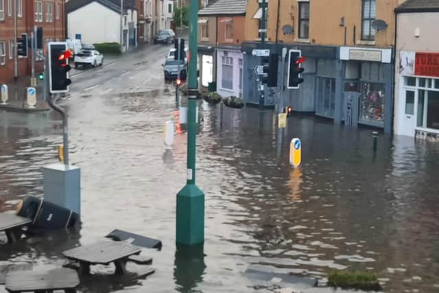 Roads, businesses and homes were flooded throughout Kirkham after torrential rain battered the county (Credit: Elaine Silverwood)