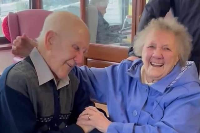 The moving moment Burnley couple Malcolm and Edna Wareing were reunited for the first time after three months apart