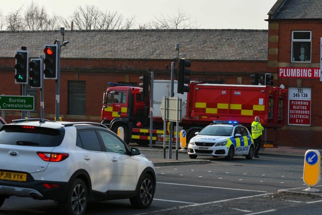 Emergency services at the junction with Accrington Road, the A646 and Rossendale Road