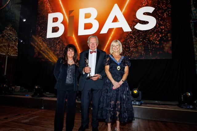 BIBAs 2022: Sir Bill Beaumont is Lancastrian of the year, pictured with chamber president Jane Cole and chief executive Babs Murphy. Michael Porter Photography
