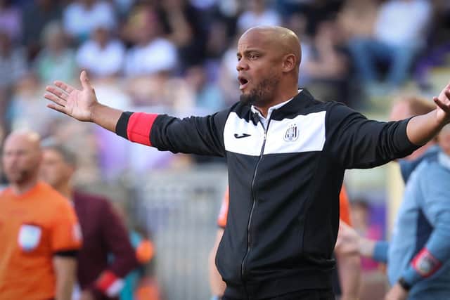 Anderlecht's head coach Vincent Kompany pictured during a soccer match between RSC Anderlecht and Royale Union Saint-Gilloise, Sunday 15 May 2022 in Brussels, on day 5 of the 'Champions' play-offs' of the 2021-2022 'Jupiler Pro League' first division of the Belgian championship. BELGA PHOTO VIRGINIE LEFOUR (Photo by VIRGINIE LEFOUR / BELGA MAG / Belga via AFP) (Photo by VIRGINIE LEFOUR/BELGA MAG/AFP via Getty Images)