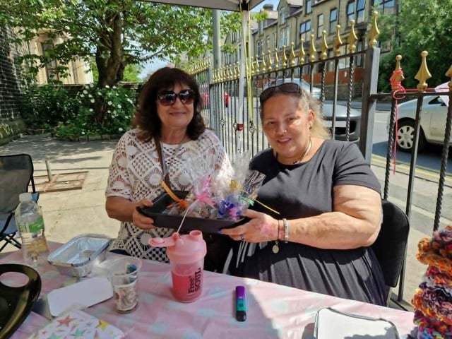 Manning the craft stall