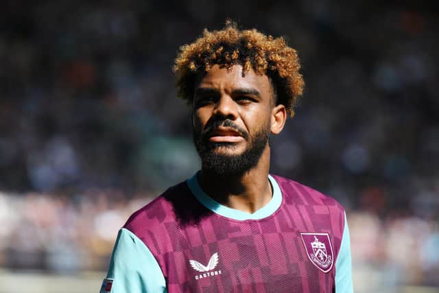 BURNLEY, ENGLAND - AUGUST 31: Lyle Foster of Burnley looks on during the Sky Bet Championship match between Burnley FC and Blackburn Rovers FC at Turf Moor on August 31, 2024 in Burnley, England. (Photo by Ben Roberts Photo/Getty Images)