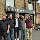 Before the shave: Kev, Lee, Mark, Chris and Paul from Cadent outside HIWA barbers
