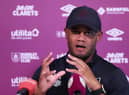 BURNLEY, ENGLAND - JUNE 24: Vincent Kompany, Manager of Burnley talks to the media during the Burnley FC Press Conference at Barnfield Training Centre on June 24, 2022 in Burnley, England. (Photo by George Wood/Getty Images)