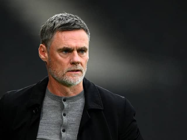 MILTON KEYNES, ENGLAND - AUGUST 08: Graham Alexander, Manager of Milton Keynes Dons on the touchline ahead of during the Carabao Cup First Round match between MK Dons and Wycombe Wanderers at Stadium mk on August 08, 2023 in Milton Keynes, England. (Photo by Clive Mason/Getty Images)