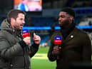 Jamie Redknapp talks to Micah Richards. (Photo by Clive Brunskill/Getty Images)