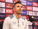 James Anderson of England talks to media during a Nets Session ahead of the first Test match in Pakistan
