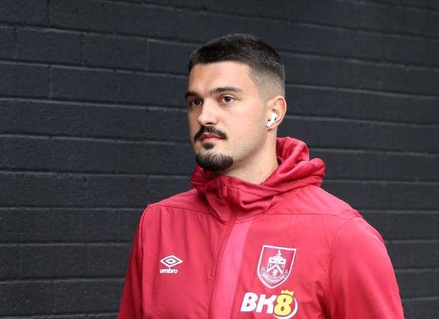BURNLEY, ENGLAND - AUGUST 11: Arijanet Muric of Burnley arrives at the stadium prior to the Premier League match between Burnley FC and Manchester City at Turf Moor on August 11, 2023 in Burnley, England. (Photo by Nathan Stirk/Getty Images)