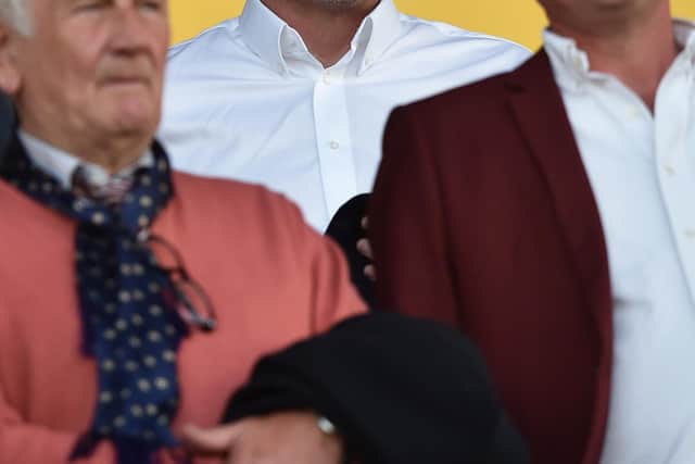 MANSFIELD, ENGLAND - MAY 14: Former Burnley manager Sean Dyche looks on in the stands during the Sky Bet League Two Play-off Semi Final 1st Leg match between Mansfield Town and Northampton Town at One Call Stadium on May 14, 2022 in Mansfield, England. (Photo by Nathan Stirk/Getty Images)