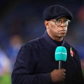 LEICESTER, ENGLAND - OCTOBER 27: Ian Wright, pundit for ITV sport ahead of the UEFA Womens Nations League match between England and Belgium at The King Power Stadium on October 27, 2023 in Leicester, England. (Photo by Catherine Ivill/Getty Images)
