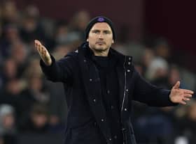 LONDON, ENGLAND - JANUARY 21: Frank Lampard, Manager of Everton during the Premier League match between West Ham United and Everton FC at London Stadium on January 21, 2023 in London, England. (Photo by Julian Finney/Getty Images)