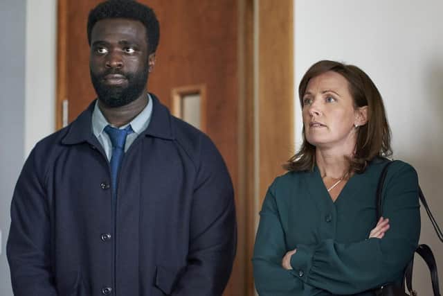 Dr George Brewin (Jordan Kouame) and Dr Norma Callahan (Helen Behan) arrive to investigate in the new ITV drama Malpractice