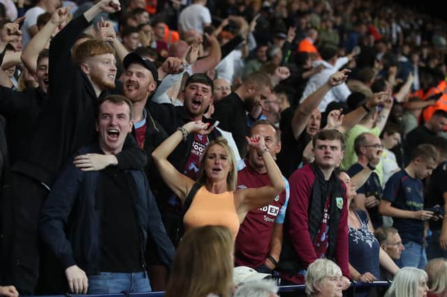 Burnley fans celebrating.