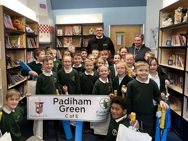 Pendle Hill Properties' delivered cricket bats and goodie bags to schools in December